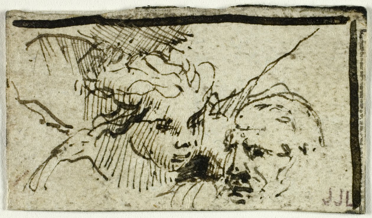 Rembrandtin Iisakin uhri - Aabrahamin ja enkelin päät tekijältä Unknown artist