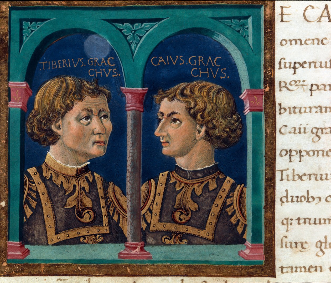 Tiberius Sempronius Gracchuksen (162-133 eKr.) ja hänen veljensä Caius Sempronius Gracchuksen (154-122 eKr.), lempinimeltään Gracchi, edustaja, roomalaiset valtiomiehet (Tiberius Sempronius Gracchus (162-133 eKr.) ja Sempronius Gracchus (154-133 eKr.) eKr. tekijältä Unknown artist