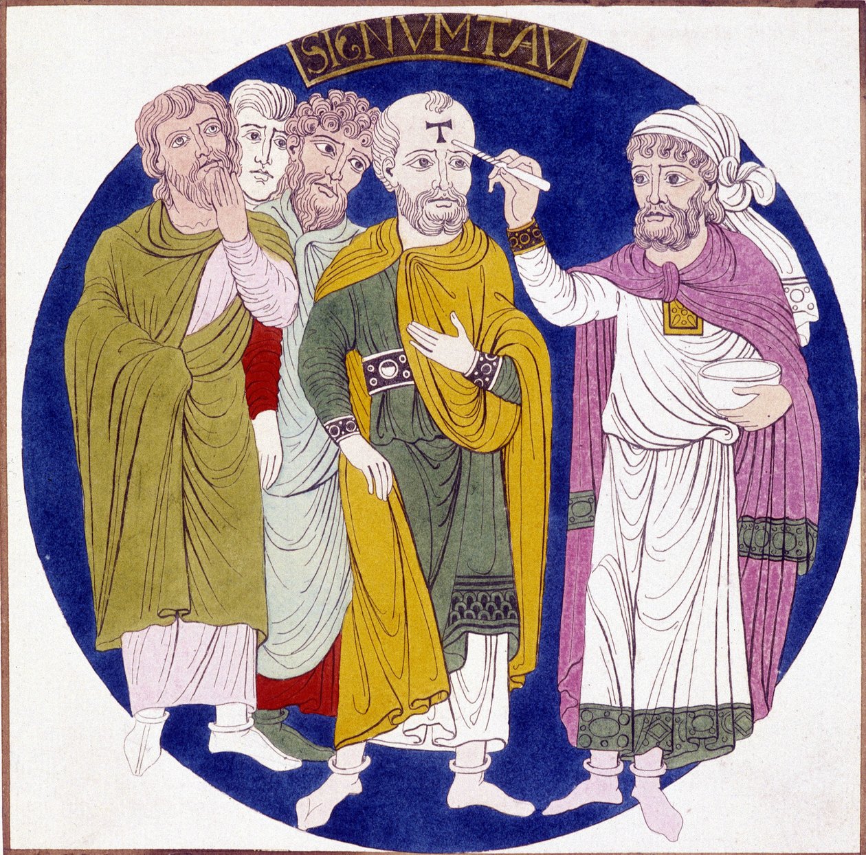 Esitys 1800-luvulta peräisin olevan evequen pyhittämisestä Abbe Sugerin aikaan tehdyn lasimaalauksen jälkeen tekijältä Unknown artist