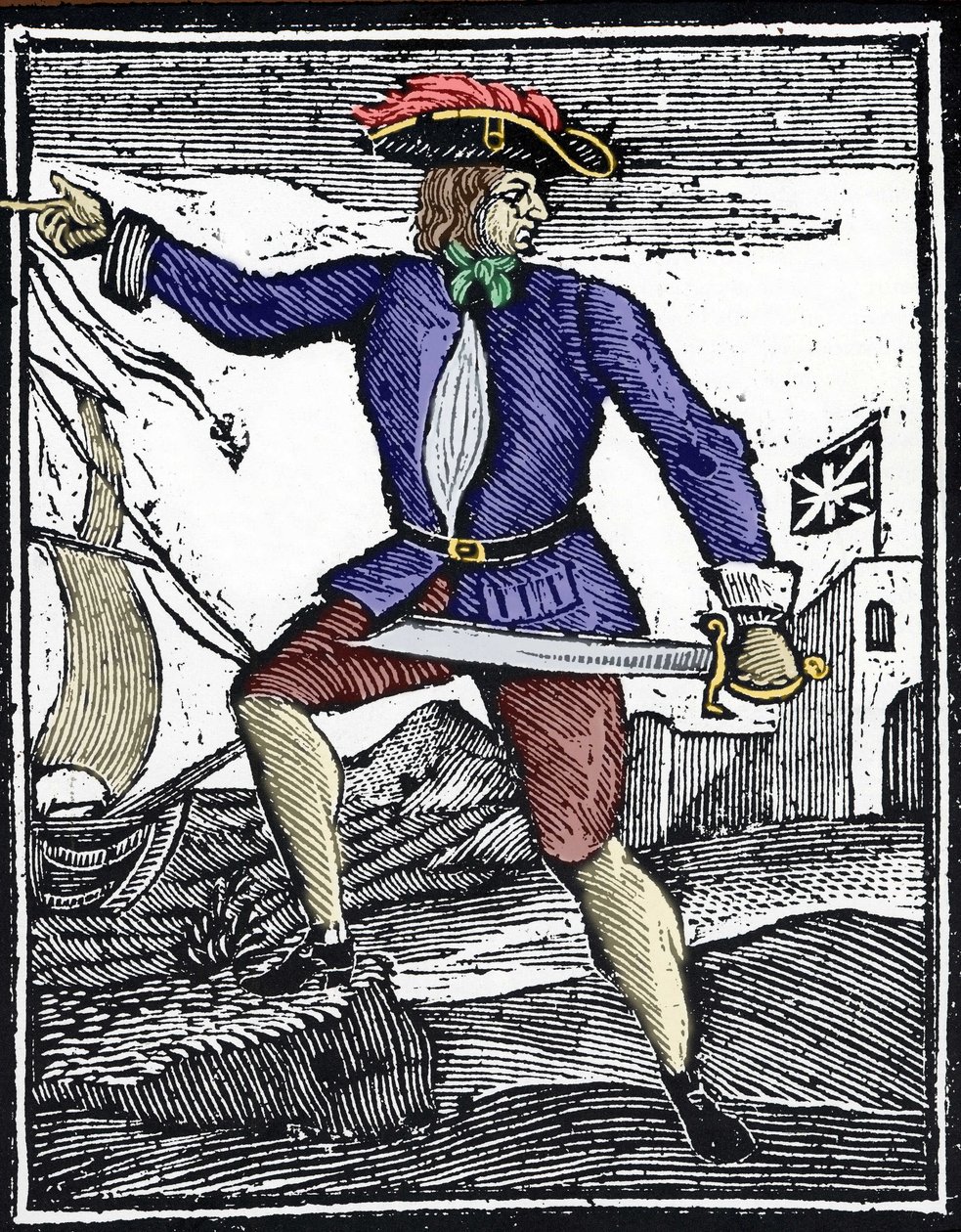 Merirosvo Howell Davisin edustus, aktiivinen noin 1718-1719. tekijältä Unknown artist