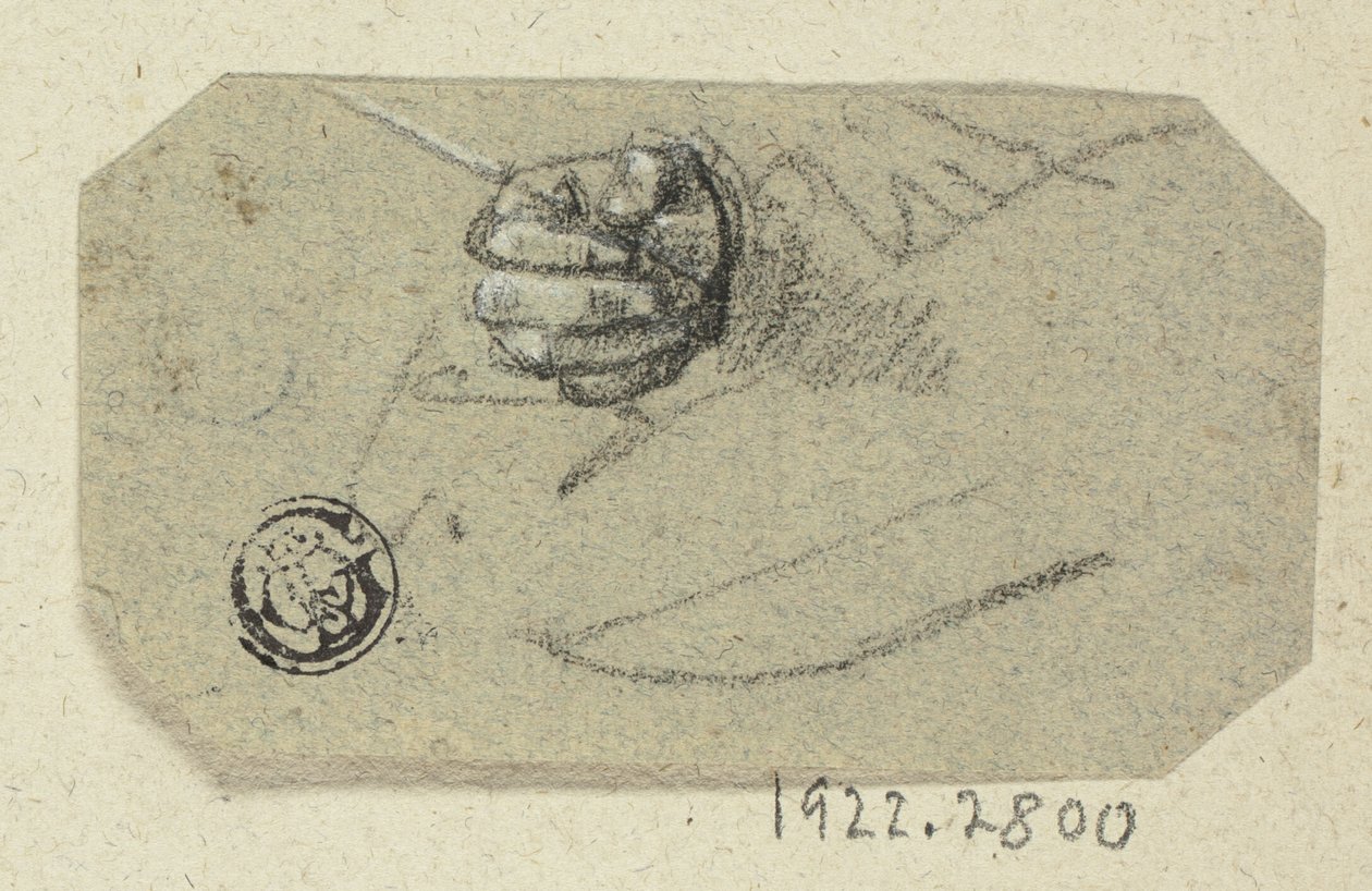 Oikea käsi, jolla pidetään piirtoapuvälinettä tekijältä Unknown artist