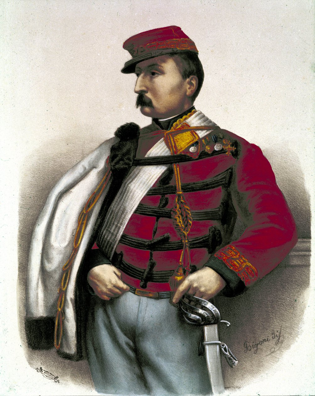 Risorgimento: Muotokuva Nino Bixiosta (1821-1873), italialainen sotilas ja poliitikko. Hän oli tärkeässä roolissa Italian Unitessa. tekijältä Unknown artist