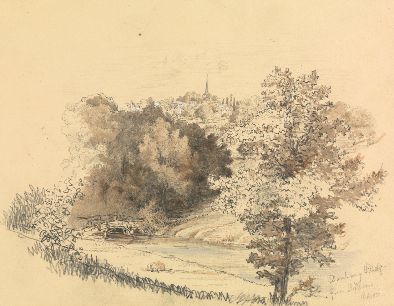 Jokimaisema kaupungin kanssa etäisyyden päässä tekijältä Unknown artist