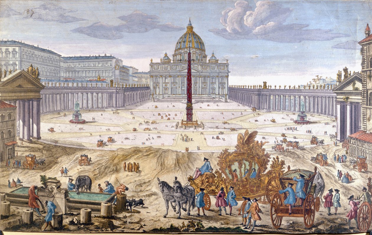 Rooma, Pyhän Pietarin aukio 1700-luvun alussa. tekijältä Unknown artist