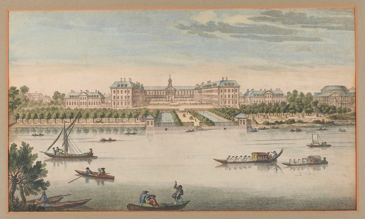 Royal Hospital Chelsea, Näkymä joelta, 1750 noin tekijältä Unknown