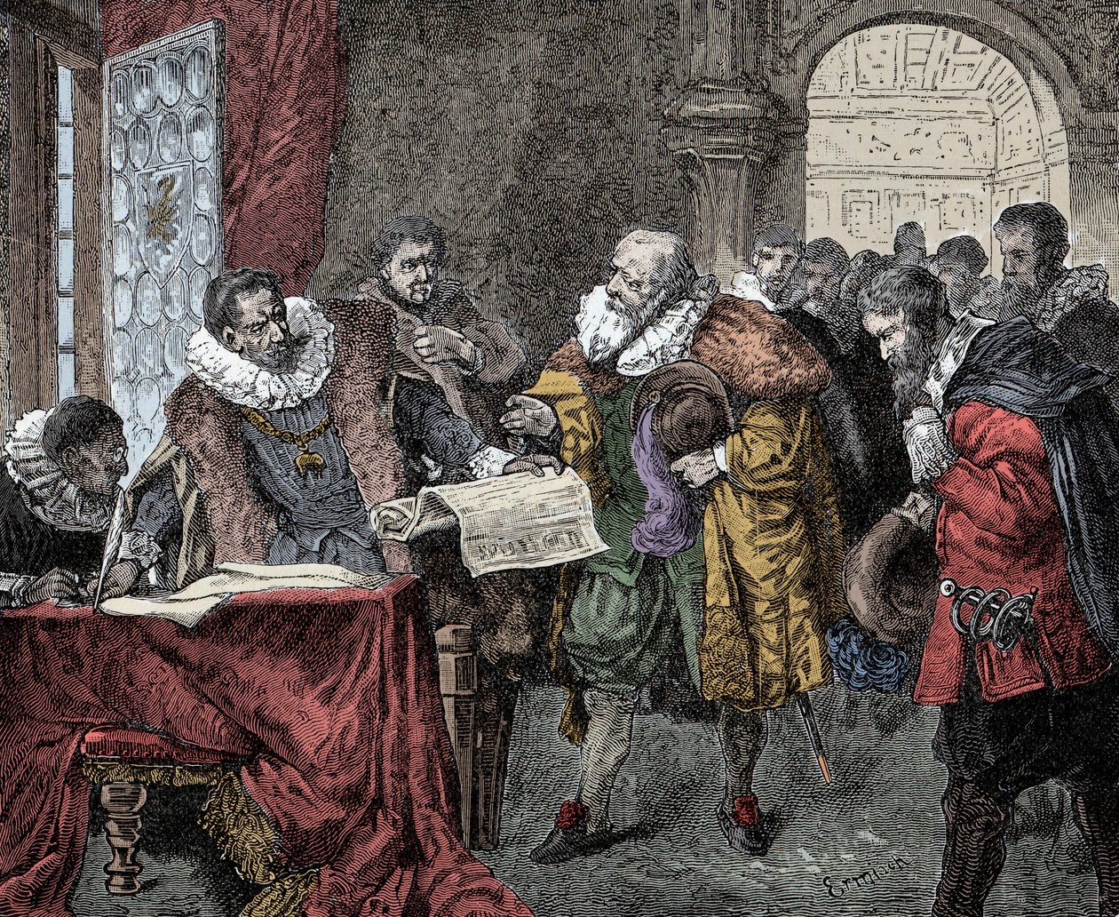 Rudolf II myöntää Majesteetin kirjeen - Itävallan keisari Rodolf II (1552-1612) myöntää majesteetinkirjeen vuonna 1609 (uskonnollinen vapaus Böömin kuningaskunnalle) tekijältä Unknown artist