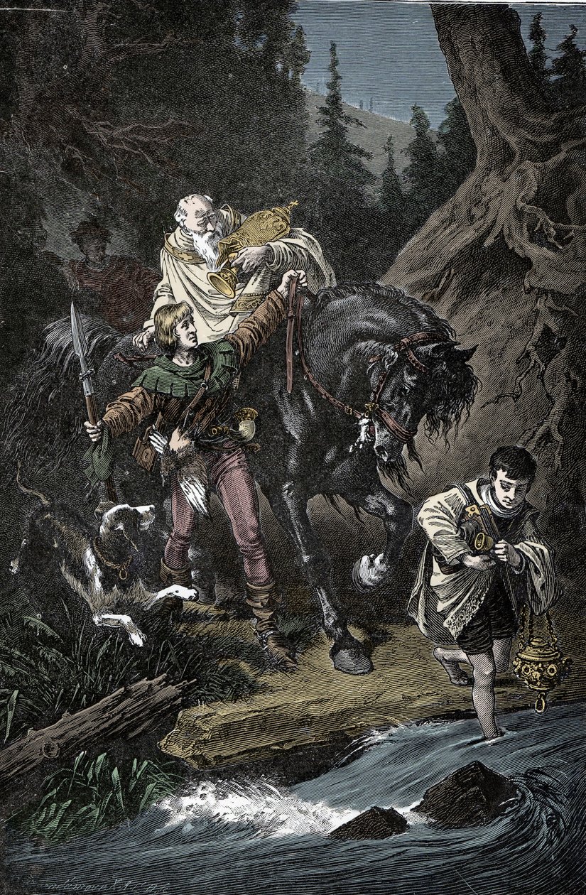 Habsburgin Rudolf ja pappi - Pyhän valtakunnan Rodolf I (Habsburgin Rodolf IV tekijältä Unknown artist