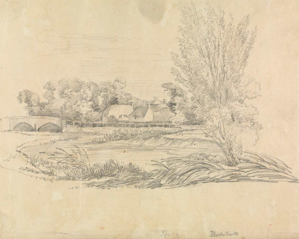 Paisagem rural com ponte e chalés finlandeses tekijältä Unknown artist