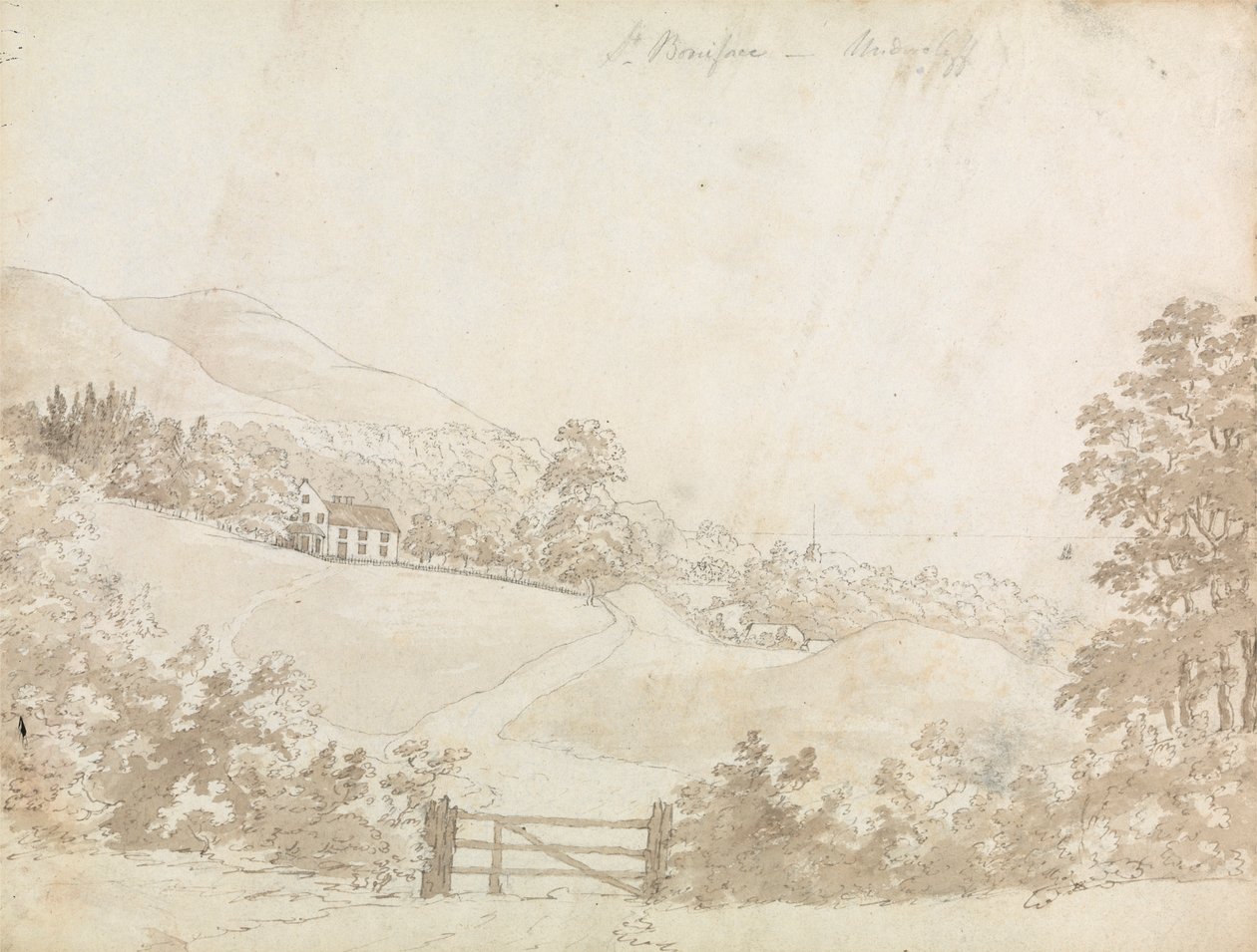 Maaseutumaisema talon kanssa, Isle of Wight tekijältä Unknown artist