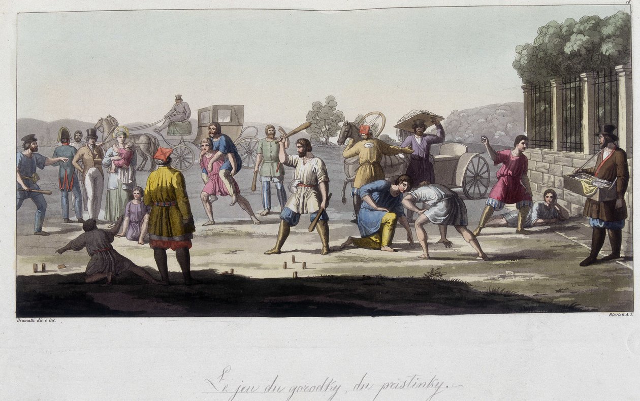 Venäjän Gorodkyn ja Pristinskyn pelit ja muut häiriötekijät, Venäjä. In"""Vanha ja moderni puku""" 1819-1820, Ferrario. tekijältä Unknown artist