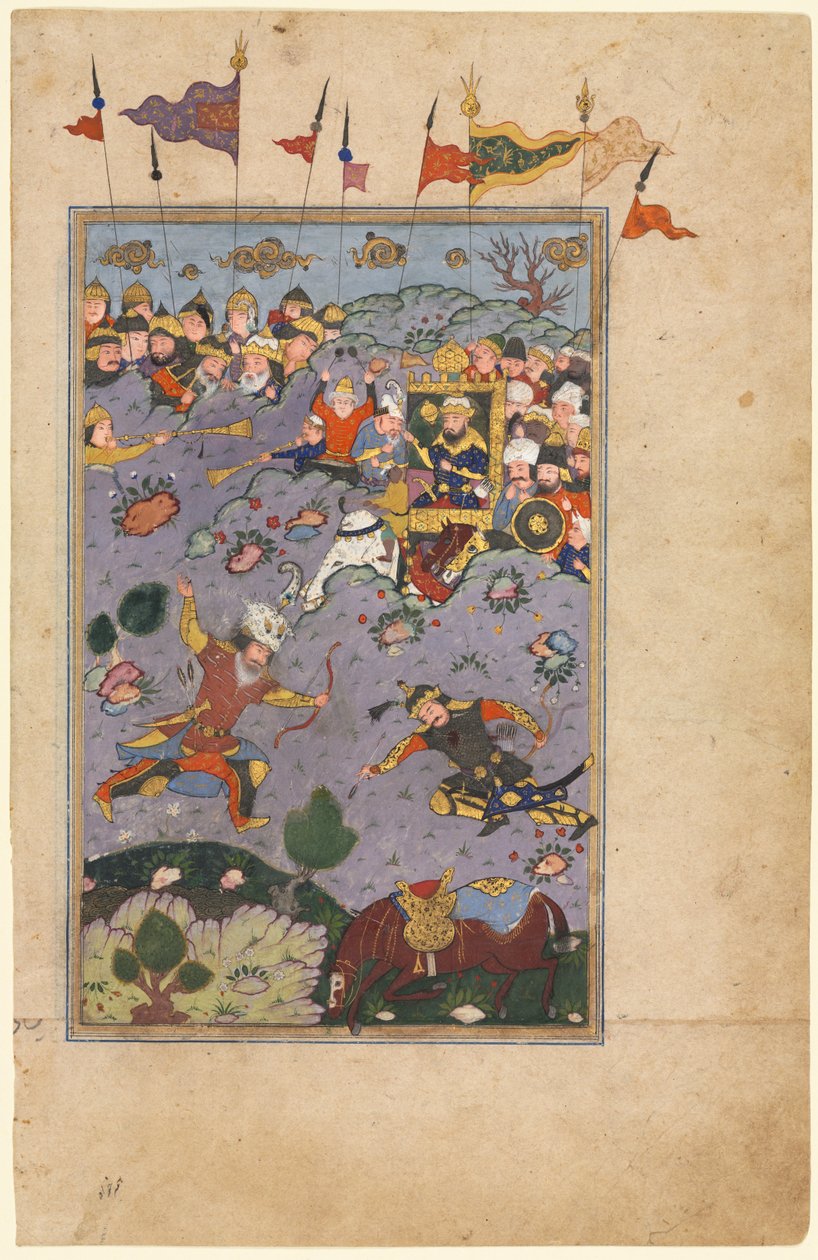 Rustam kohtaa Ashkabuksen haasteen, joka on peräisin Firdausin (Persia, noin 934–1020) Shah-namasta (Kuninkaiden kirja) tekijältä Unknown artist