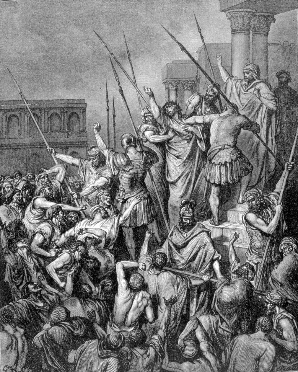 Pyhä Paavali pysähtyy Jerusalemiin. 1800-luvun kaiverrus. tekijältä Unknown artist