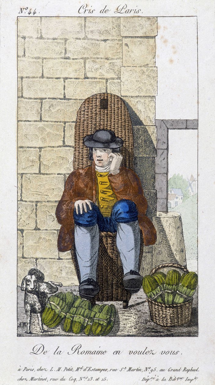 Salaattimyyjä - paikassa “” Cris de Paris”, deb. 1800-luvulla tekijältä Unknown artist