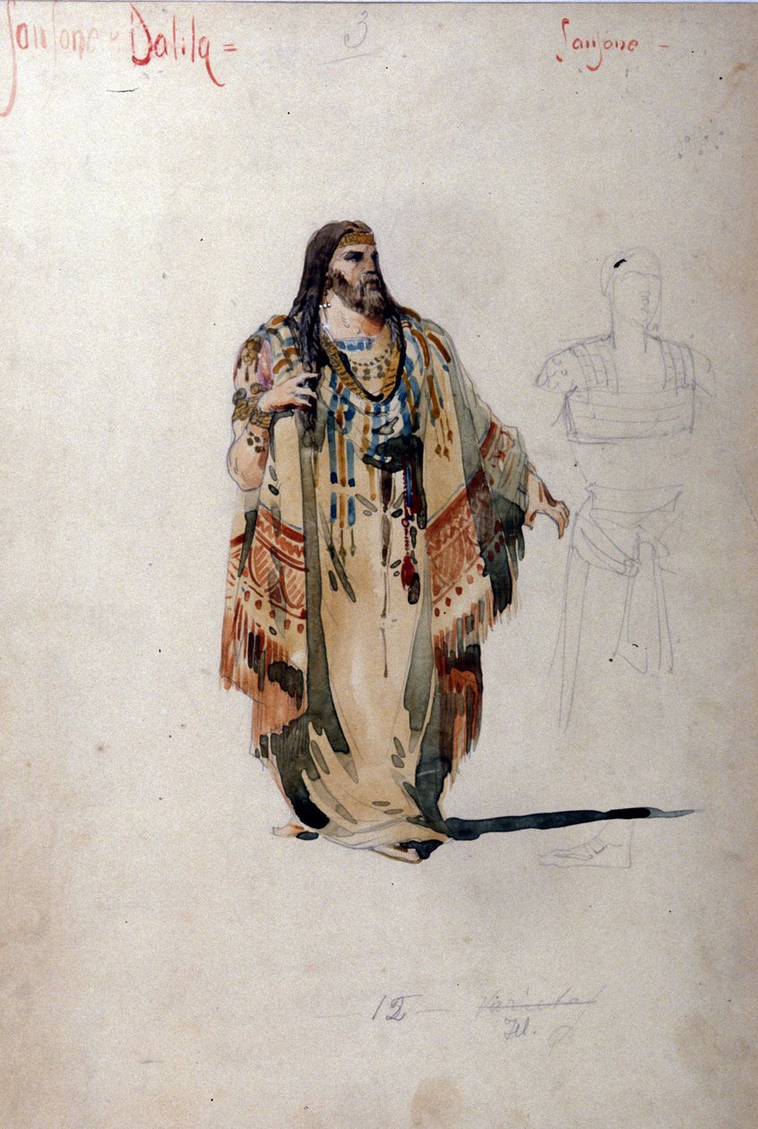Simson-asu Camille Saint Saensin (Saint-Saens) oopperaan "" Samson ja Dalila". 1877 tekijältä Unknown artist