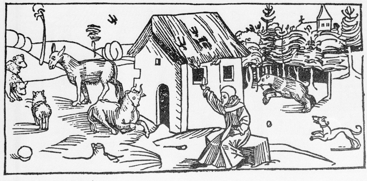 San Marinus. Kaiverrus Jacobuksen (James) Voraginen (1228-1298) teoksesta "Pyhien elämä - kesäosa" (Pyhän kirja). Lyypekki 1488. tekijältä Unknown artist