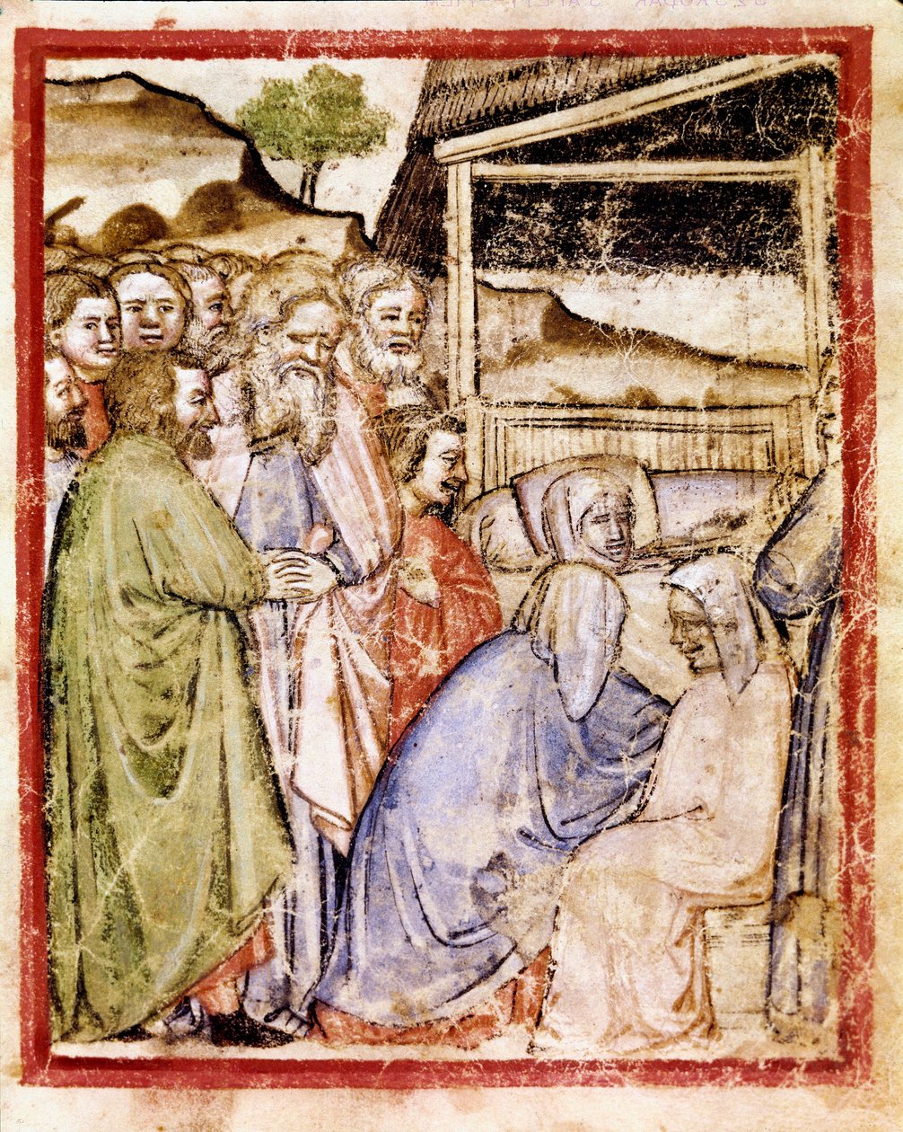 Saaran kuolema 127-vuotiaana Miniatyyri Codex 212:sta (tai Padovan tai Padovan Raamattu) 1390-1400 Rovigo, Accademia dei Concordi tekijältä Unknown artist