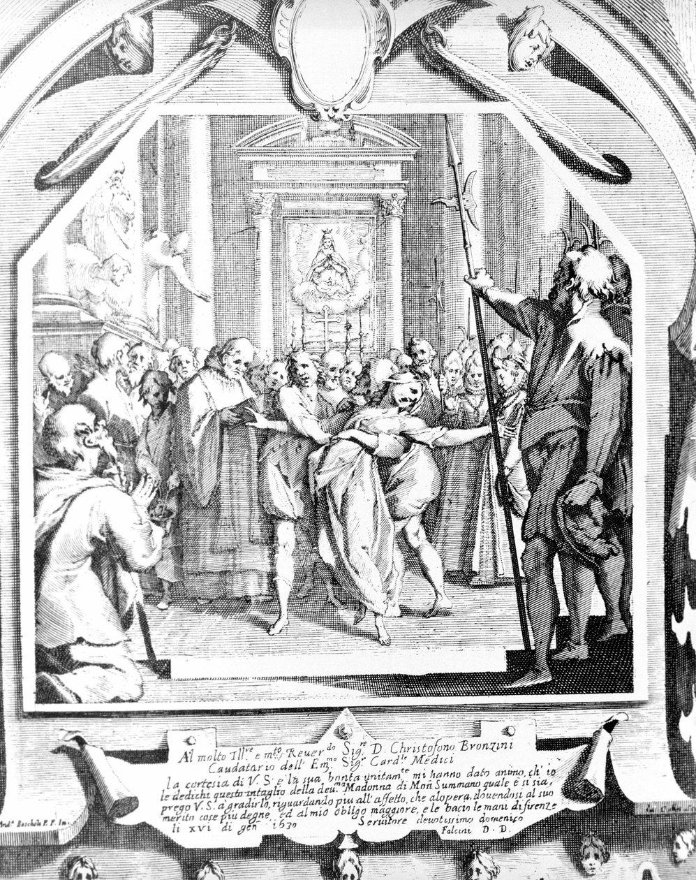 Kohtaus, jossa nainen riivattiin käyttämällä Monsummanon madonnaa vuonna 1630. tekijältä Unknown artist