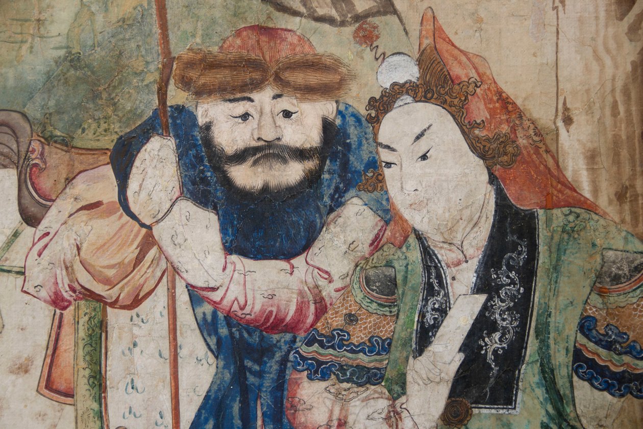 Kiinan arjen kohtauksia, kiinalaisen tapetin yksityiskohta, kiinalainen kaappi, metsästysasunto, kirjoittanut Filippo Juvarra (1678-1736), Stupinigi, Piemonte, Italia tekijältä Unknown artist
