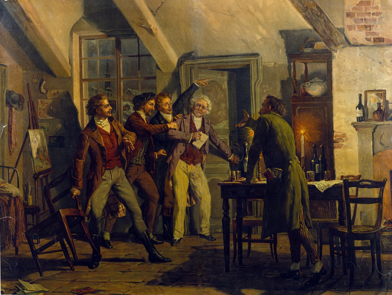 Luigi Morgarin (s. 1857) lavastus Giacomo Puccinin (1858-1924) oopperaan "La Boheme" 1800-luku tekijältä Unknown artist