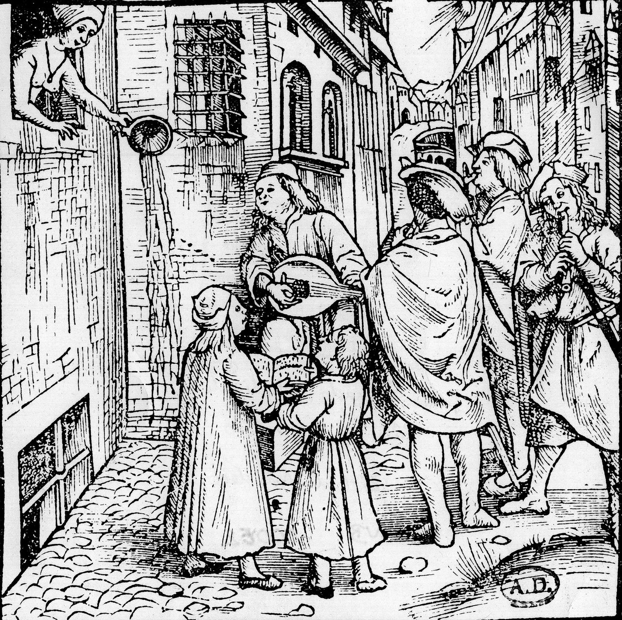 Opiskelijaserenade (muusikot), Basel, noin 1500 - kaiverrus, Raamattu. tekijältä Unknown artist