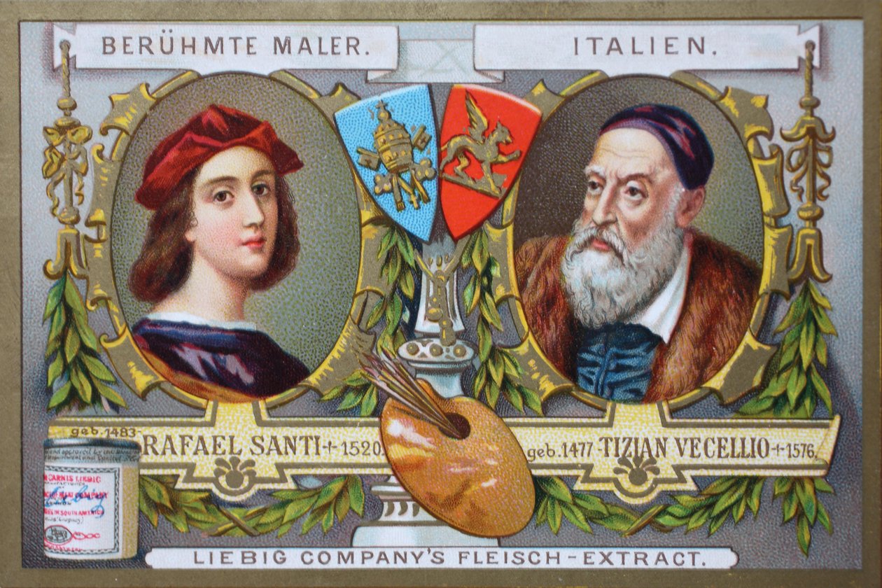 Sarja kuuluisien maalareiden Rafael Santin ja Tiziano Vecellion maalauksia Italiasta tekijältä Unknown artist