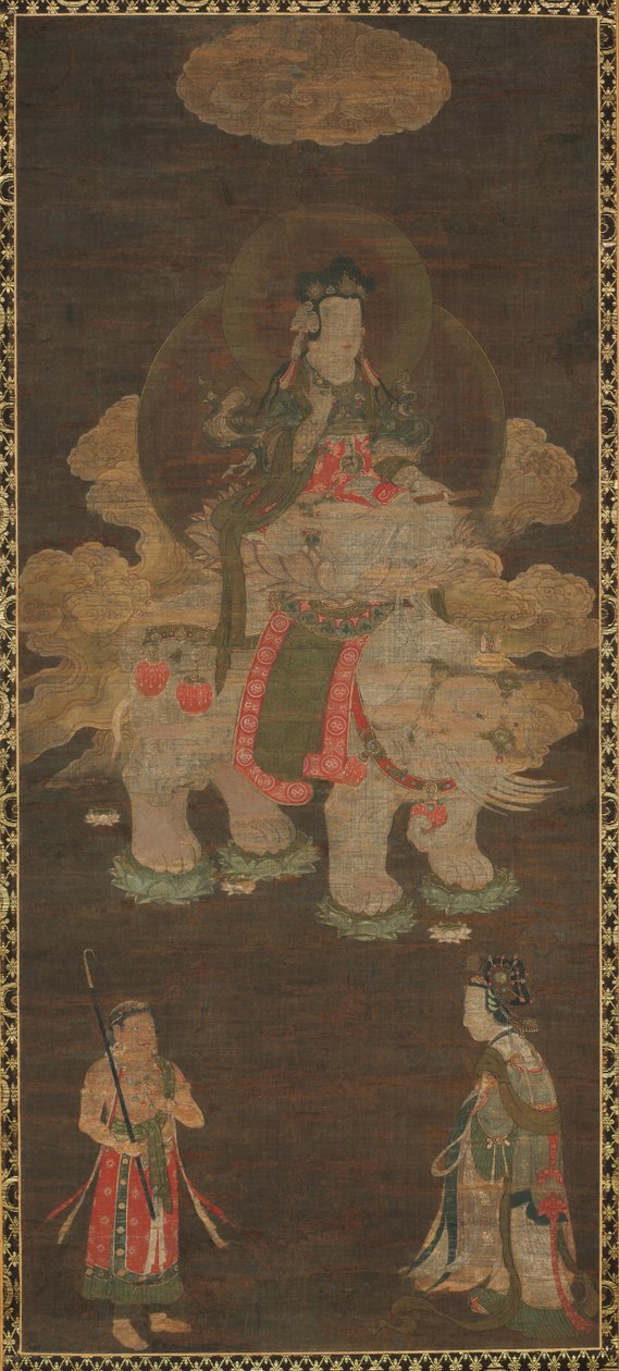 Shakyamuni Triad: Buddha, johon osallistuvat Manjushri ja Samantabhadra (Bodhisattva elefantin kanssa) tekijältä Unknown artist