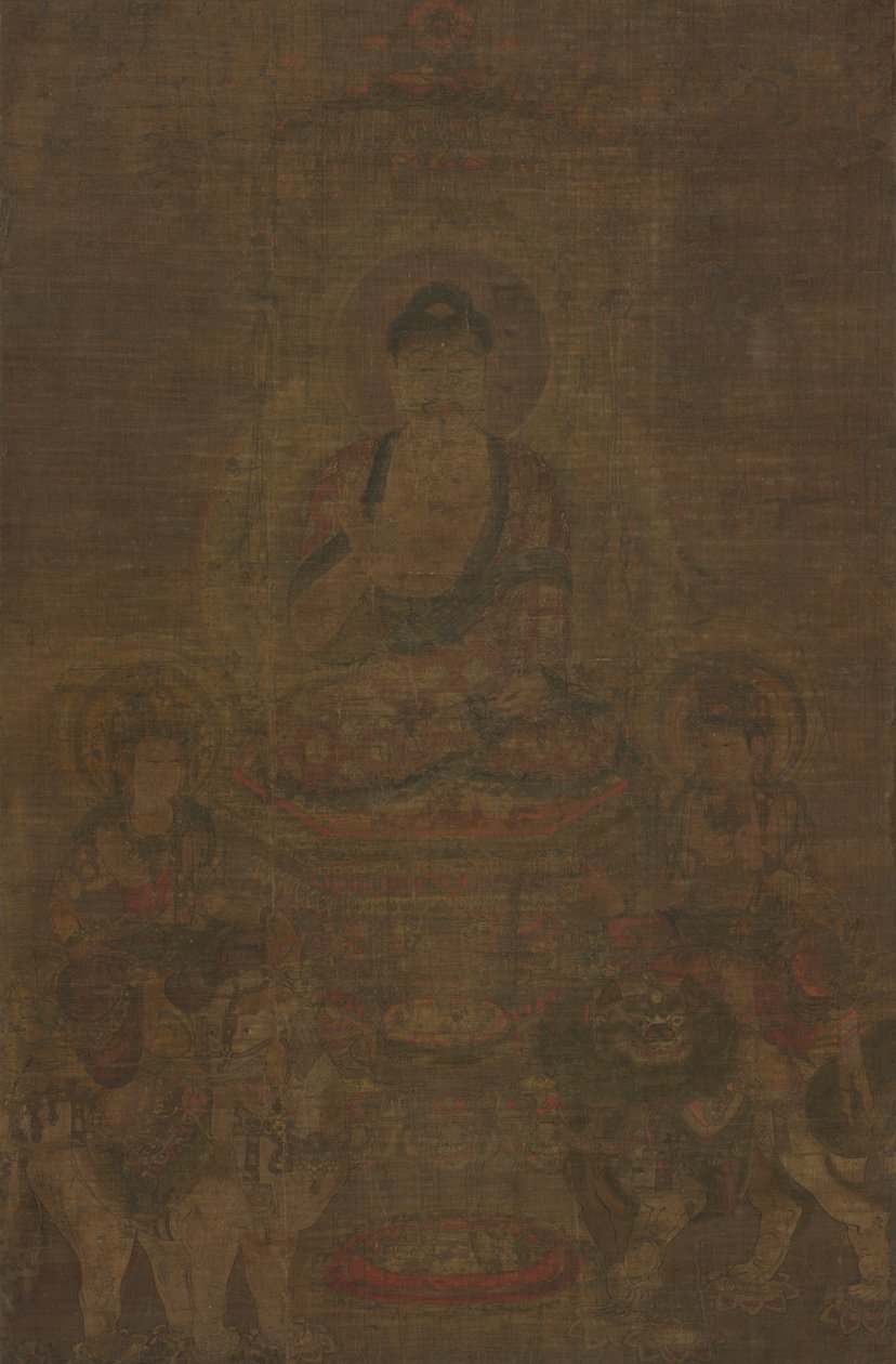 Shakyamuni Triad: Buddha, mukana Manjushri ja Samantabhadra tekijältä Unknown artist