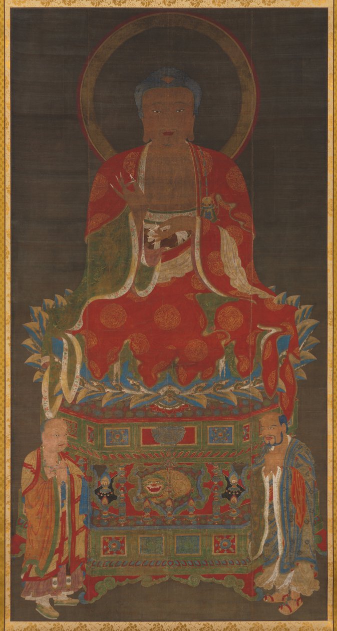 Shakyamuni Triad: Buddha, mukana Manjushri ja Samantabhadra tekijältä Unknown artist