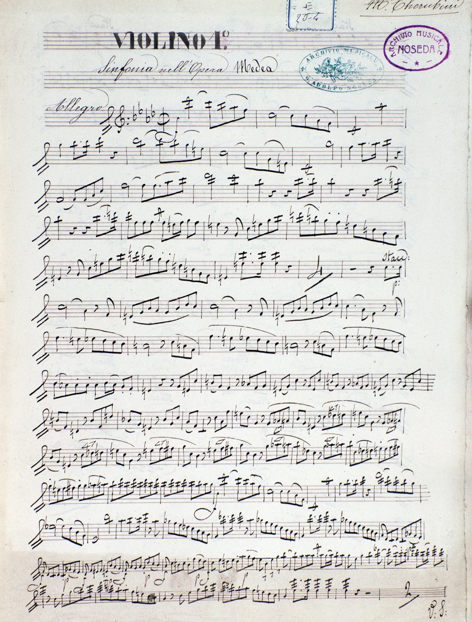 Nuotit Medean ensimmäiselle viululle, ooppera Luigi Cherubini tekijältä Unknown artist