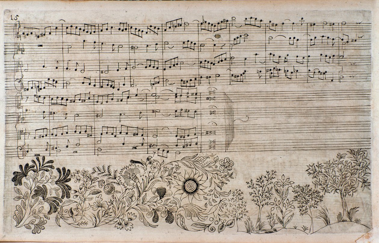 Nuotit fuugan taiteesta, kontrapunktin 5 loppu, Johann Sebastian Bach tekijältä Unknown artist