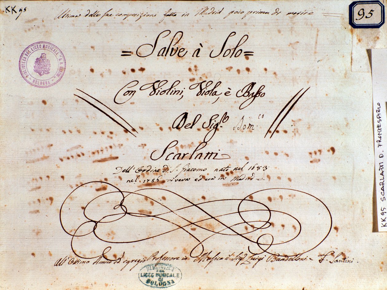 Nuottisivu Domenico Scarlattin Salve Reginalle tekijältä Unknown artist