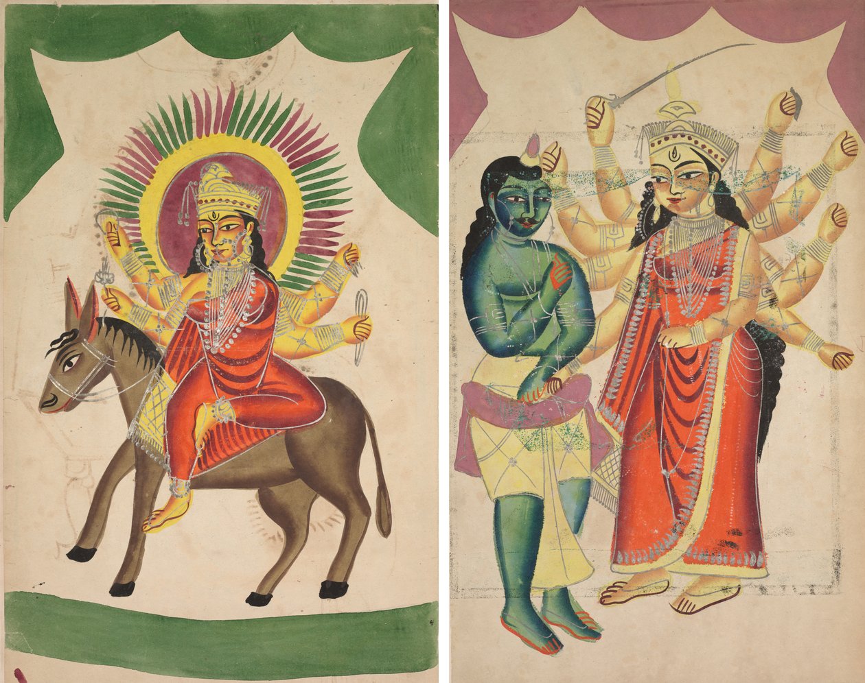 Sheetaladevi: Isorokkojumalatar (recto); Durga (käänteinen) tekijältä Unknown artist