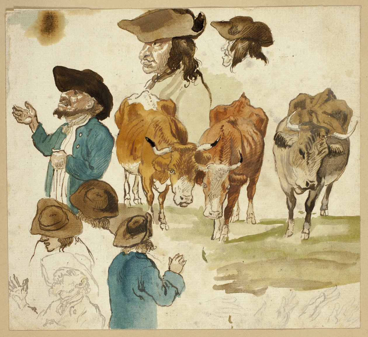 Luonnoksia miehistä ja lehmistä tekijältä Unknown artist