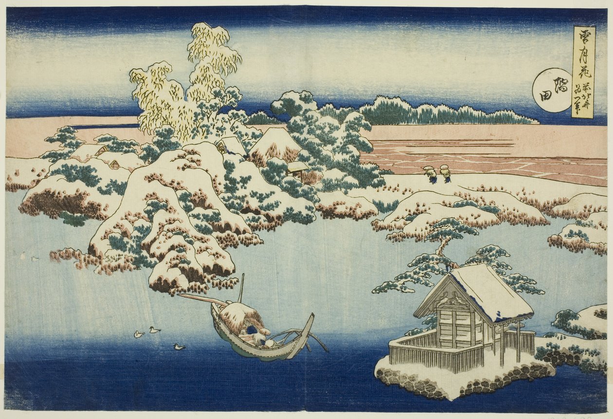Lunta Sumida-joella, sarjasta Lumi, kuu ja kukat. tekijältä Unknown artist