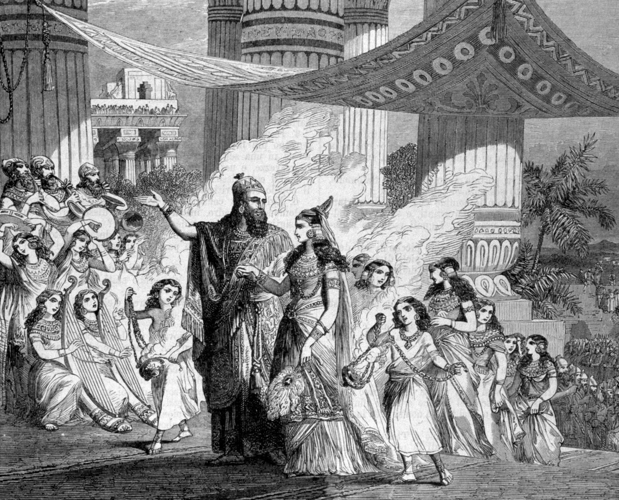 Salomo johdattaa faraon tyttären palatsiin. tekijältä Unknown artist