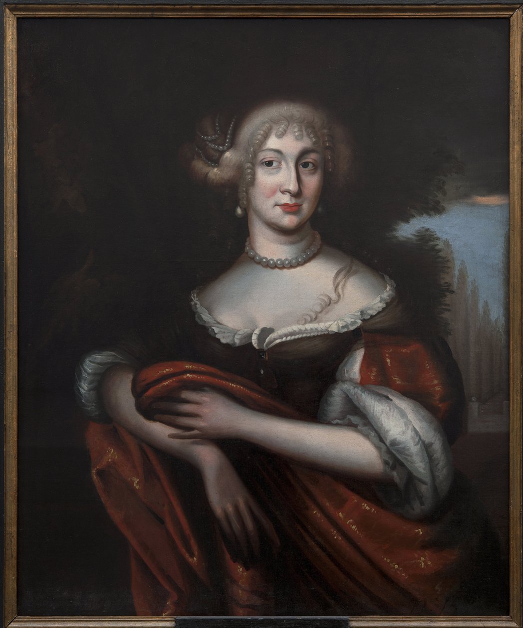 Sophie Amelie de Nassau Siegen, Saksan prinsessa, Kurinmaan herttuatar (Latvia) - Muotokuva Nassau-Siegenin kreivitär Sophie Amaliesta (1650-1688), Kurinmaan herttuatar, Anonymous . Öljy kankaalle. Mitat: 90 x 74 cm. Tukholman kansallismuseo tekijältä Unknown artist