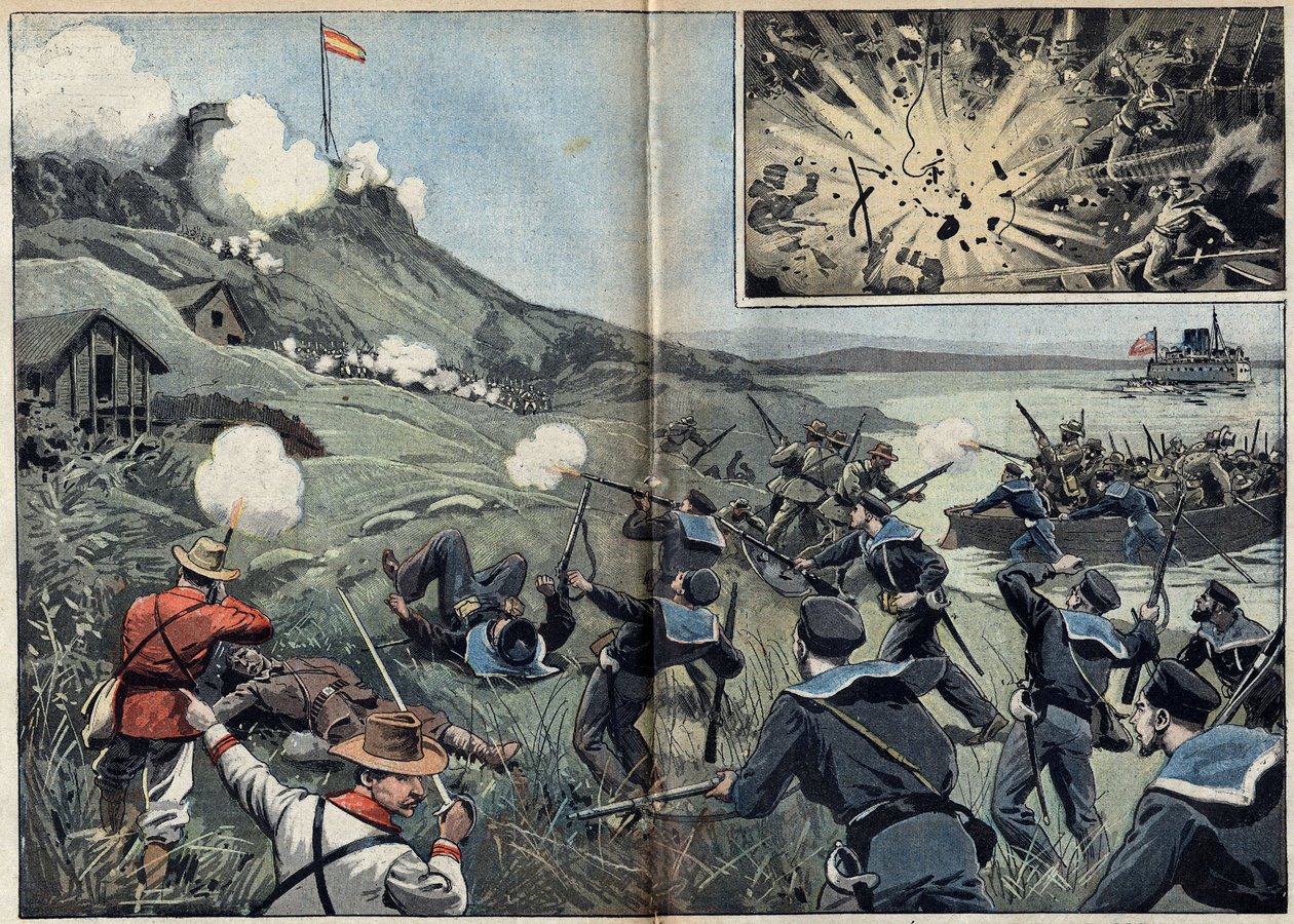 Espanjan ja Amerikan välinen sota tai Kuuban itsenäisyyssota (1868-1898) Espanjan ja Pohjois-Amerikan välillä tekijältä Unknown artist