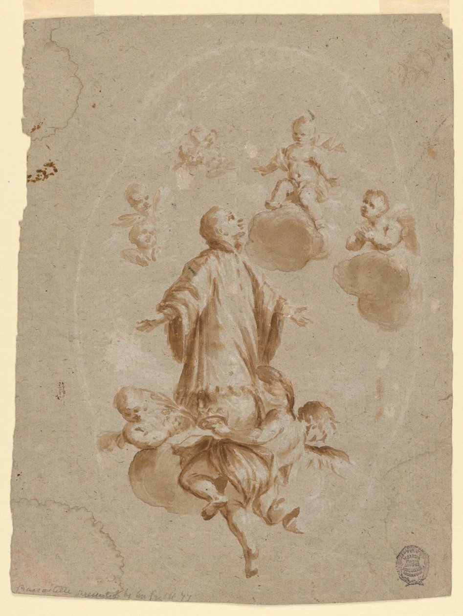 Pyhän Aloysius Gonzagan Kristus-lapsi ottaa vastaan taivaassa tekijältä Unknown artist