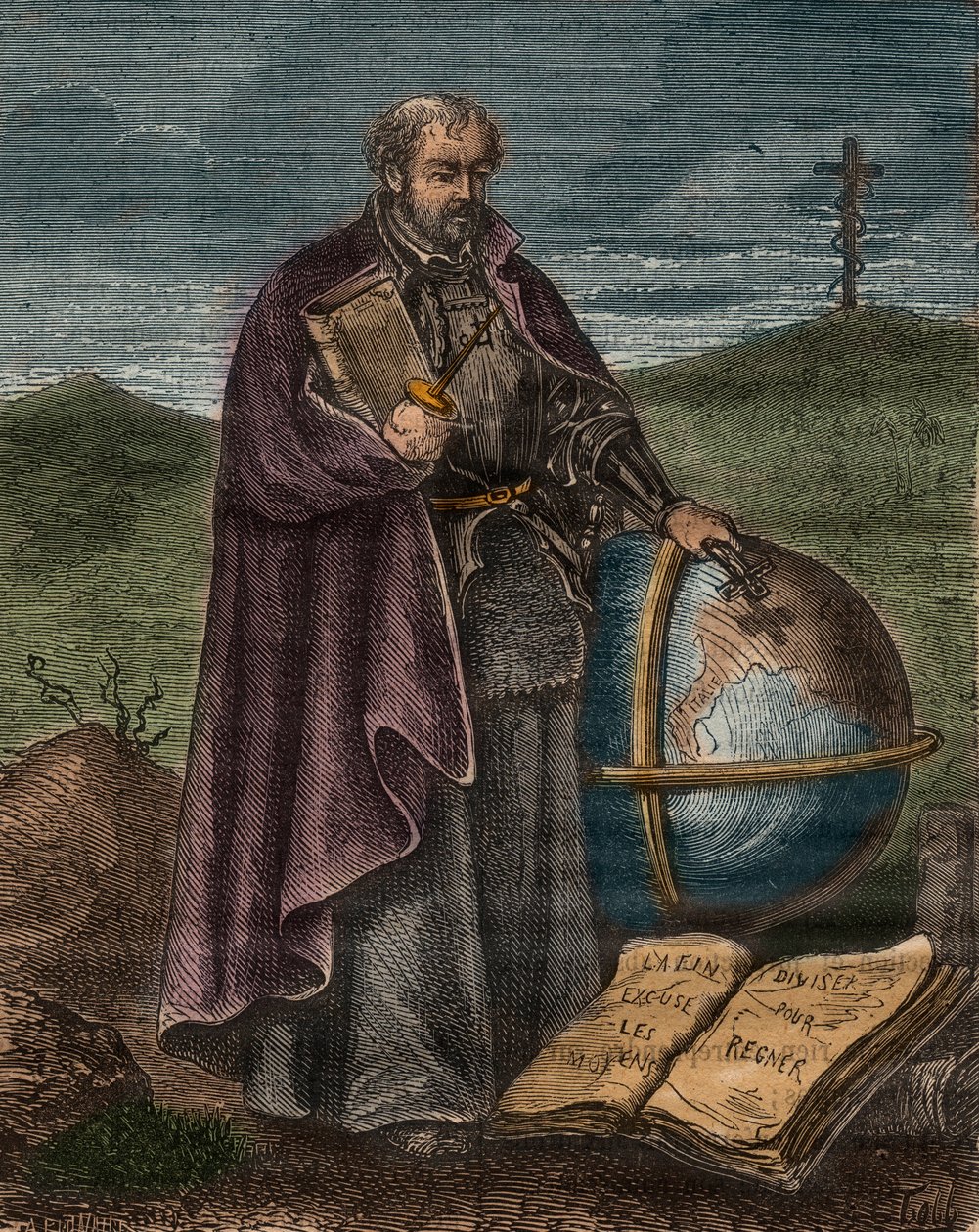 Pyhä Ignatius Loyolalainen (1491-1556) (värinen kaiverrus) - Ignatius Loyolalainen (Sant Ignazio tai Saint Ignatius) muotokuva tekijältä Unknown artist