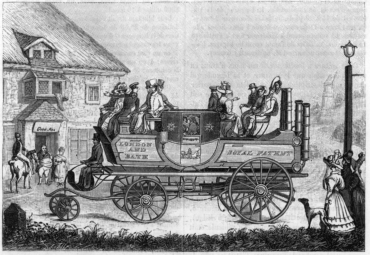 Gurneyn höyryauto (Gurney Goldsworthy) kokeili Lontoossa vuonna 1827. tekijältä Unknown artist