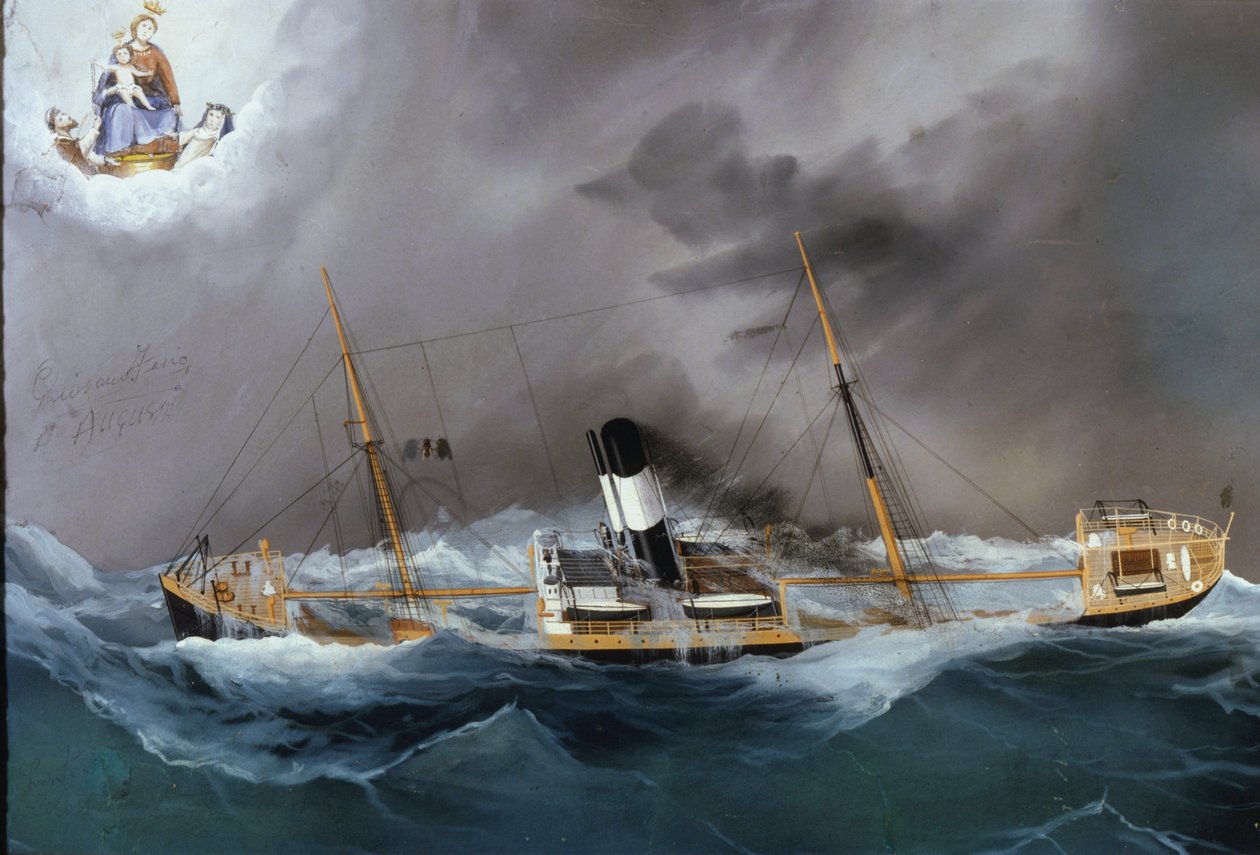 Höyrylaiva myrskyssä. tekijältä Unknown artist