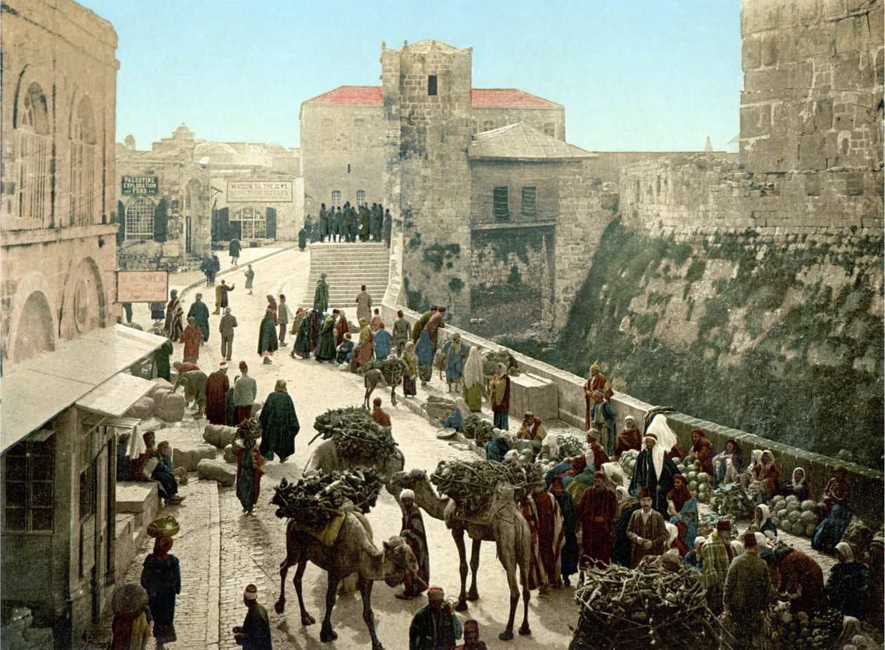 Daavidin tornin katu, basaari. Jerusalem. Photochrome sd. 1890-1900 välillä. tekijältä Unknown artist