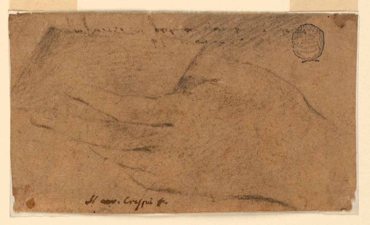 Tutkimus: Naisen vasen käsi, jolla on paperiarkki tekijältä Unknown artist