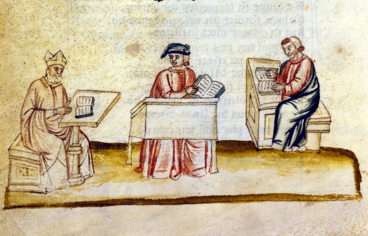 Opiskeluhuone luostarissa. 1300-luvulla. Bibl. Nazionale Marciana, Venetsia. tekijältä Unknown artist