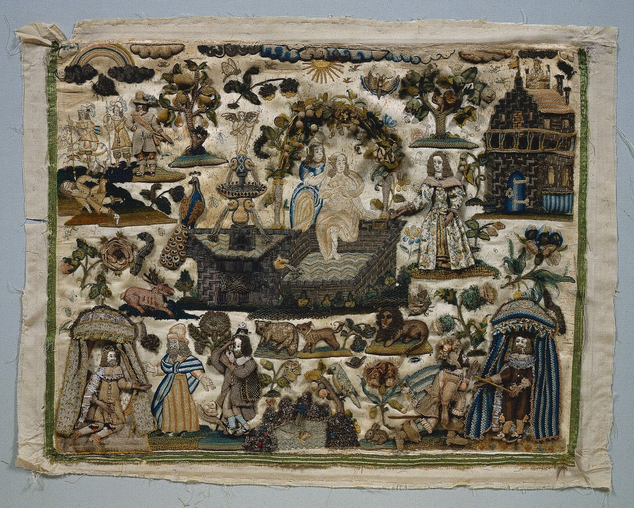Stumpwork-paneeli: Daavidin ja Batseban tarina tekijältä Unknown artist