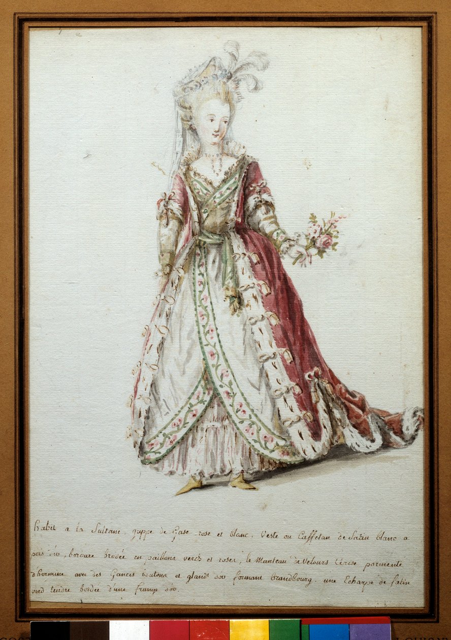 Sulttaani puku. 1700-luvun akvarelli. Pariisi, koristetaide tekijältä Unknown artist
