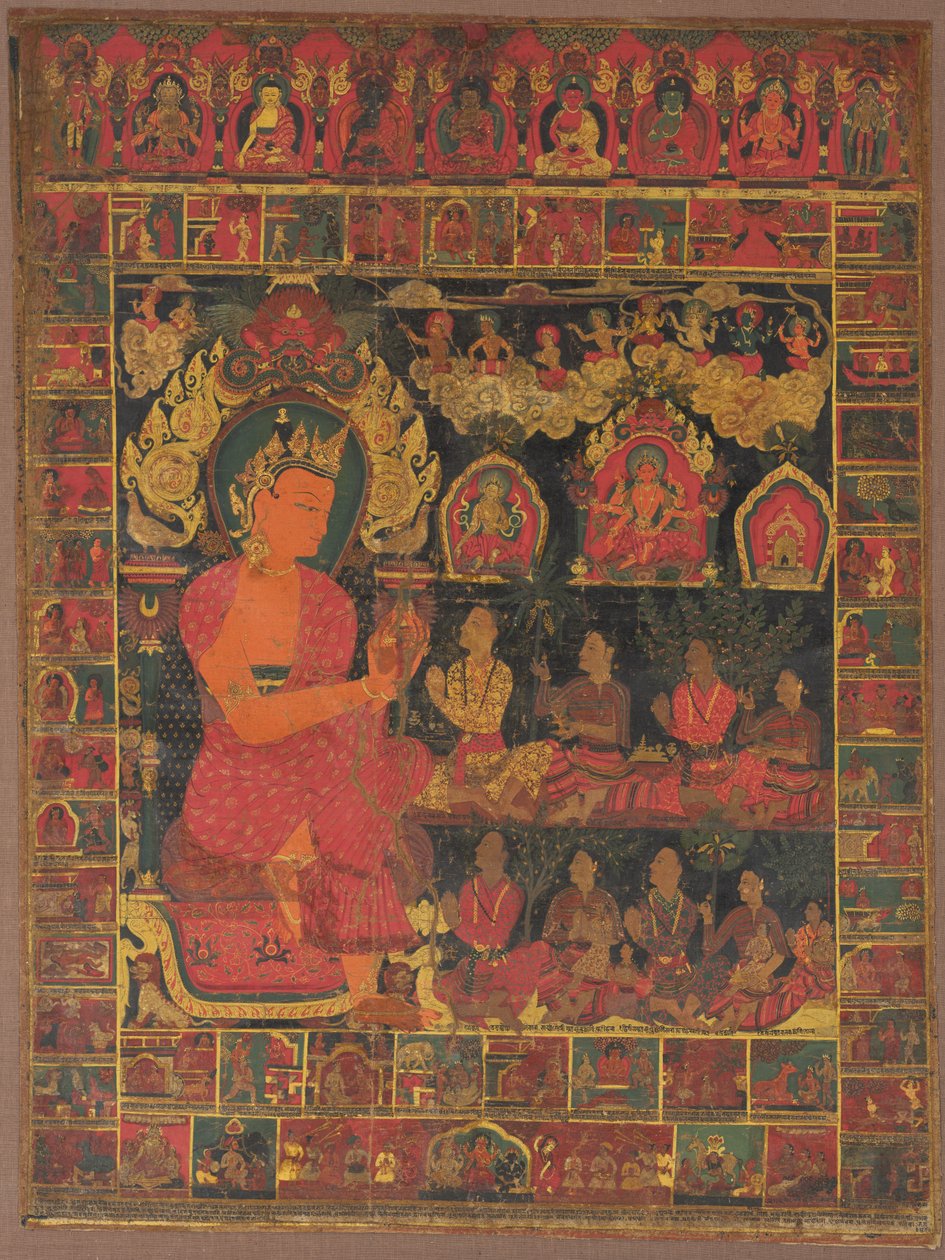Thangka Bejeweled Buddha -saarnaamisen kanssa tekijältä Unknown artist