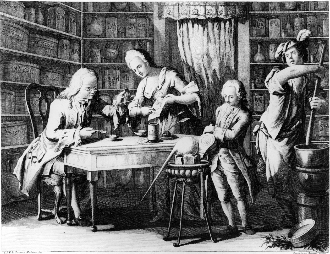 Apteekkari. 1800-luvun kaiverrus. tekijältä Unknown artist