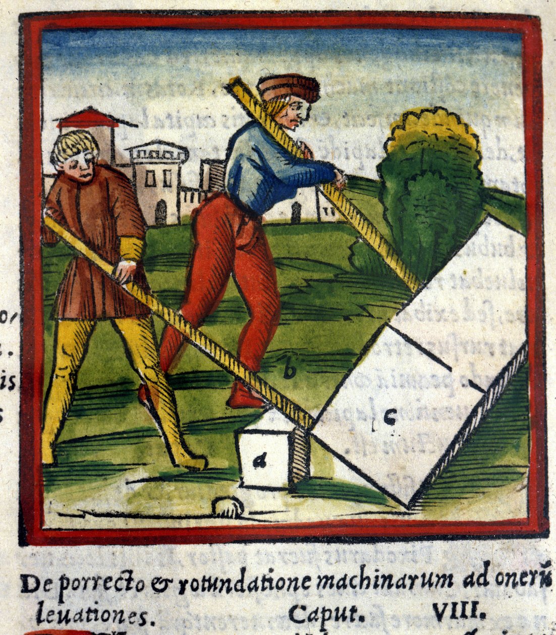 Archimedes-vipu (287 eKr. - 212 eKr.) De architectura de Vitruvassa. 1630. Trivulziana, Milano. tekijältä Unknown artist
