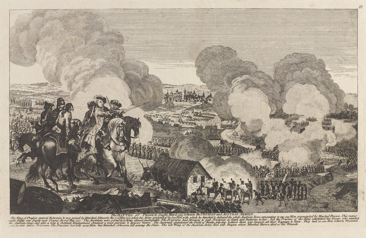 Prahan taistelu, 6. toukokuuta 1757 (viivakaiverrus) tekijältä Unknown artist